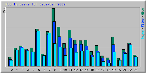 Hourly usage for December 2009